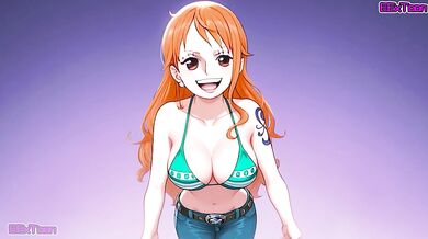 One Piece Hentai Anime - Big Tits Nami Blow Job Hentai by eextoon