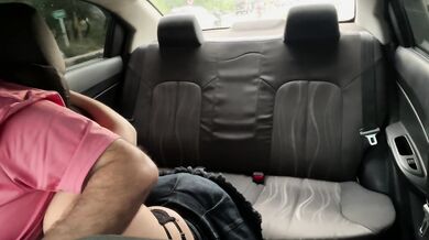 College student sucks Uber driver's dick.