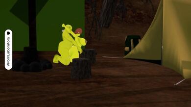 Shrek and Fiona have intense sex in the forest.