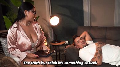 Muscular patient receives special treatment from his busty psychologist - Tibasins & Issane