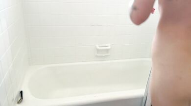 Tits sucked → wild cowgirl ride → multiple orgasms → huge creampie → golden shower in the shower → steamy cleanup. Pure couple debauchery