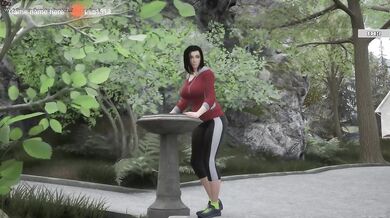 Kira caught a couple of exhibitionists having sex in public in a park near a fountain.