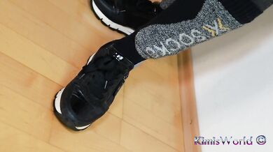 Bold & Unique: Sweaty Ski Socks, Sneakers & Black Jeans Tease