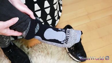 Bold & Unique: Sweaty Ski Socks, Sneakers & Black Jeans Tease