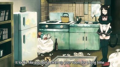 Busty Glasses and Maid Cosplay Loves To Clean Her Master's Milk