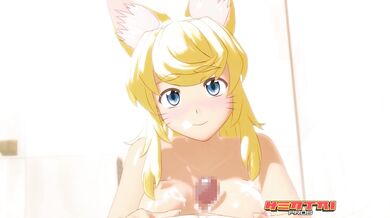 HENTAI PROS - Blonde Wolf Girl Loves Blowjobs, Titfucks, And Deep Doggystyle Before Bedtime