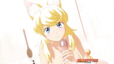 HENTAI PROS - Blonde Wolf Girl Loves Blowjobs, Titfucks, And Deep Doggystyle Before Bedtime