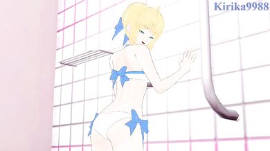 Saber and Astolfo have intense sex in the shower room. - Fate/Grand Order Hentai