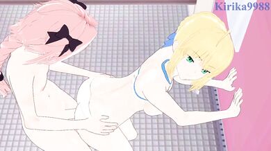 Saber and Astolfo have intense sex in the shower room. - Fate/Grand Order Hentai