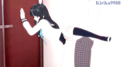 Komichi Akebi and I have intense sex in the restroom. - Akebi's Sailor Uniform Hentai