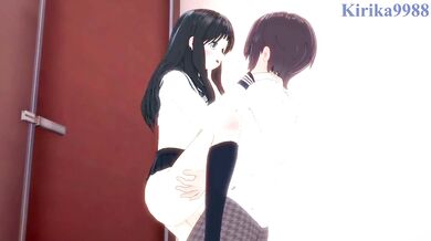 Komichi Akebi and I have intense sex in the restroom. - Akebi's Sailor Uniform Hentai