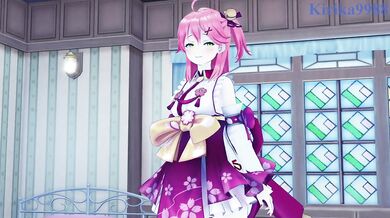 Sakura Miko and I have intense sex in the bedroom. - Hololive VTuber Hentai