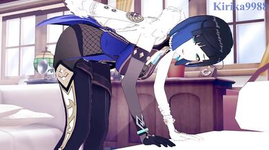 Yelan and Aether have intense sex in the bedroom. - Genshin Impact Hentai