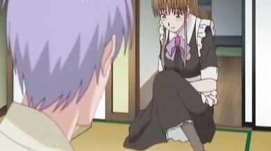 Maid masturbates hard as her boss watches