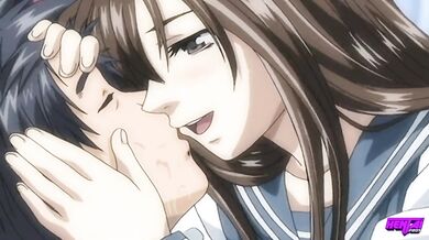 HentaiPros - Anime Schoolgirl rubs clit on classmate thinking of her stepbro