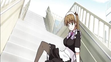 Masturbating anime maid in fantasy