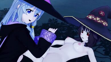 FUTA KONOSUBA MEGUMIN X WANDERING WITCH ELAINA 3D HENTAI