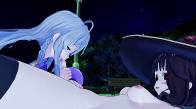FUTA KONOSUBA MEGUMIN X WANDERING WITCH ELAINA 3D HENTAI