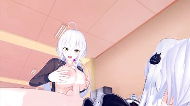 FUTA High School DxD Koneko Toujou X Symphogear Chris Yukine 3D HENTAI