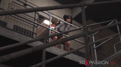 Harley Quinn fucks hard a female prison officer with a strapon