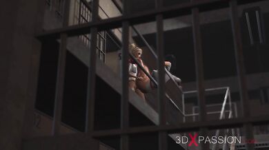 Harley Quinn fucks hard a female prison officer with a strapon