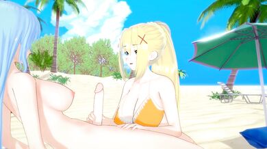 [KonoSuba] Futa Aqua x Darkness(3d hentai)
