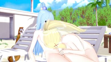 [KonoSuba] Futa Aqua x Darkness(3d hentai)