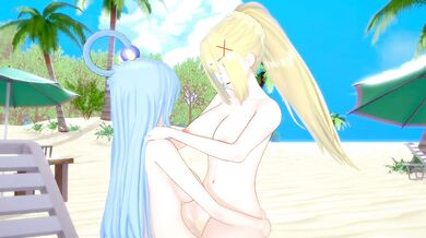 [KonoSuba] Futa Aqua x Darkness(3d hentai)