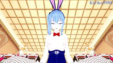 Hoshimachi Suisei (Bunny Girl) and I have intense sex in the casino. - Hololive VTuber POV Hentai