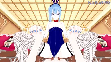 Hoshimachi Suisei (Bunny Girl) and I have intense sex in the casino. - Hololive VTuber POV Hentai