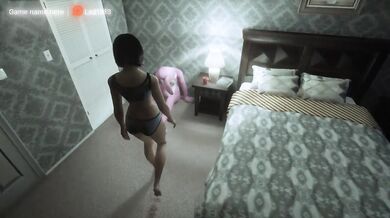 Secret masturbation of a stepsister while her stepfather is not at home on his couch
