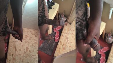 Hairy Horny African Male Decided To Burst Out His Black Dick After Her Girlfriend Didn't Show Up