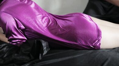 Busty Indonesian Wife Sucks & DOGGYSTYLE Cock Until Creampie IN SILK SATIN DRESS