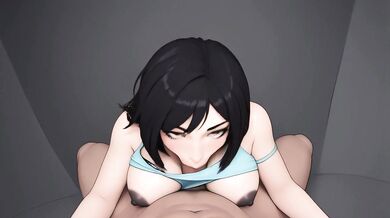 AI Generated - Short Black Hair Headband Cutie Deepthroat Queen & Missionary Domination Part 2