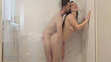 Shower sex with my wife's friend Nicole. Real, passionate and no condom!