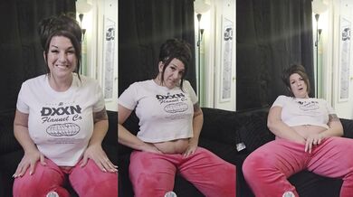 Busty Brunette Cums All over couch