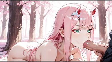 Zero Two "takes care of" you under pink tress [sounds,animations](Darling in the Franxx)