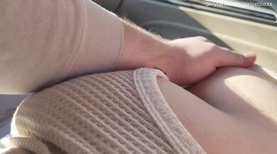 Gently Touching Sensitive Hard Nipples in Sweater with Big Tits and No Bra