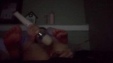 Using my vibrator and pretty glass dildo