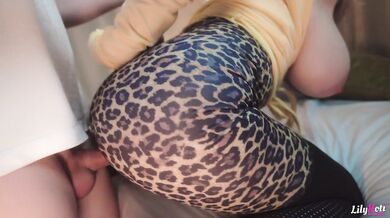 Leopard Leggings Porn - Keep Fucking After CUM Makes BIG TITS Bounce! LilyKoti
