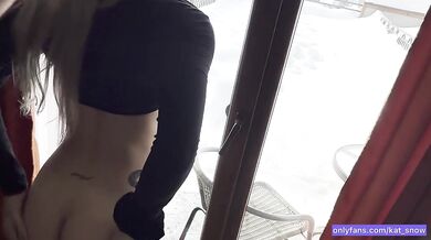 It’s Too Cold Outside! Play with my Tits inside and Fuck me with view