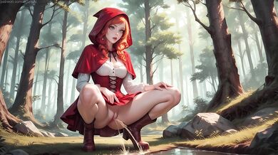 Little Red Riding Hood was caught peeing in the forest!