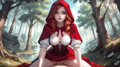 Little Red Riding Hood was caught peeing in the forest!