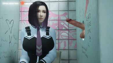 Kira made a hole in the wall with her holes. Hentai Game Animation 3D. part 2