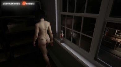 Kira made a hole in the wall with her holes. Hentai Game Animation 3D