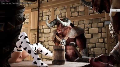 A crowd of minotaurs staged a gangbang for all of Kira's holes.