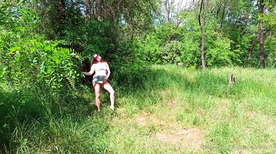 Public Upskirt no panties in the park - booty and pussy flashing