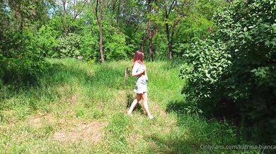 Public Upskirt no panties in the park - booty and pussy flashing
