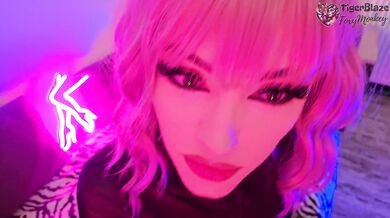 She put on a pink wig, I shot her photo session, then she repaid with a blowjob and let me cum on her face