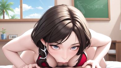 AI Generated - Brunette Lace Bra Cutie Deepthroat Queen